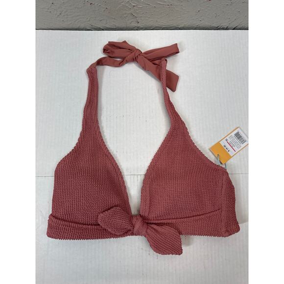 Kona Sol Women’s Bikini Top Mauve Swim Halter Knit Beach Size Small NWT - Picture 1 of 4